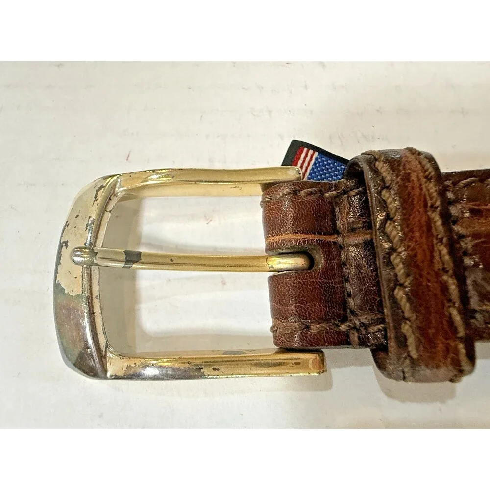 Brighton Men’s Brown Leather Belt 40 Croc Embossed Dress Vintage 1990s Handcraft